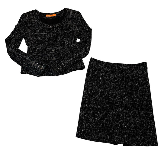 Cynthia Rowley Women’s Size 4 Black Tweed Skirt Suit Cropped Jacket Set
