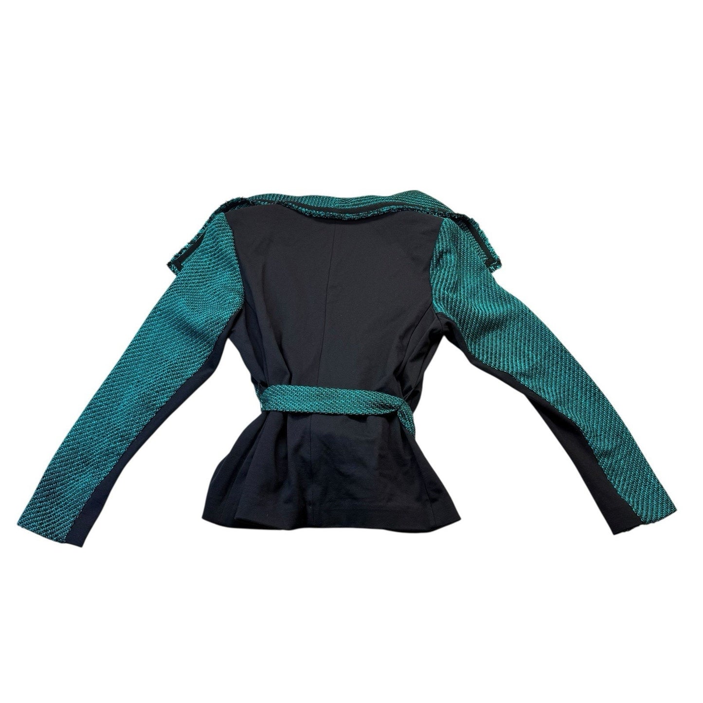 Lane Bryant 14/16 Teal Black Belted Peplum Jacket Women's