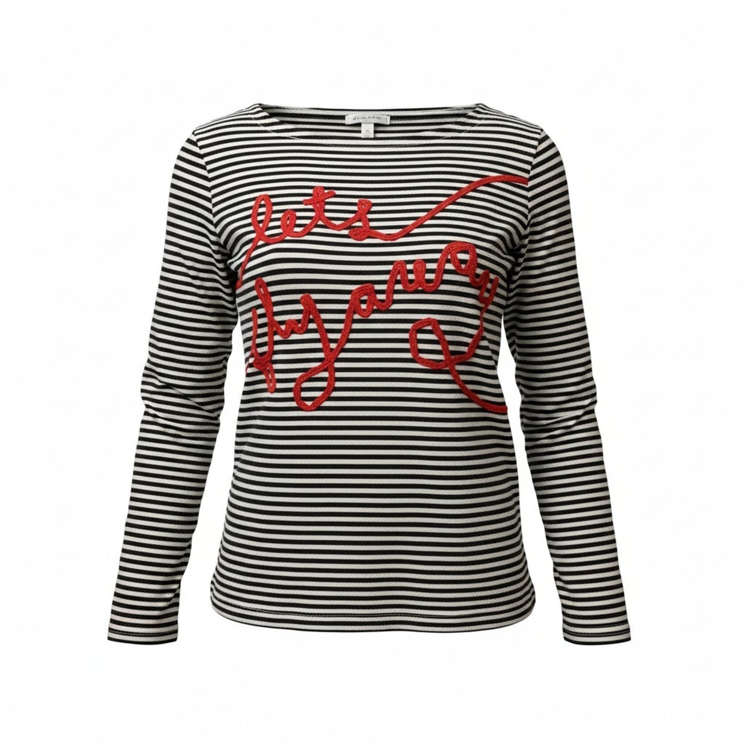Y2K Kate Spade New York Striped Long Sleeve Graphic Top XS Let’s Fly Away Women's Blouse