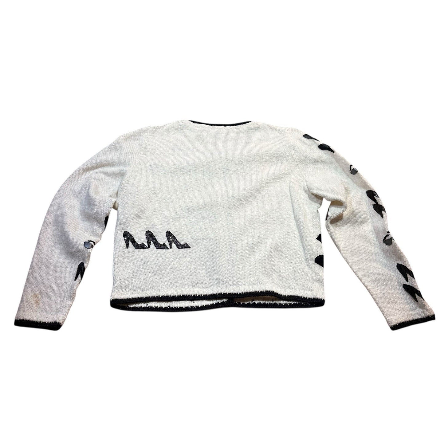 Vintage Michael Simon New York Sweater Women's Small White Black Art Knit