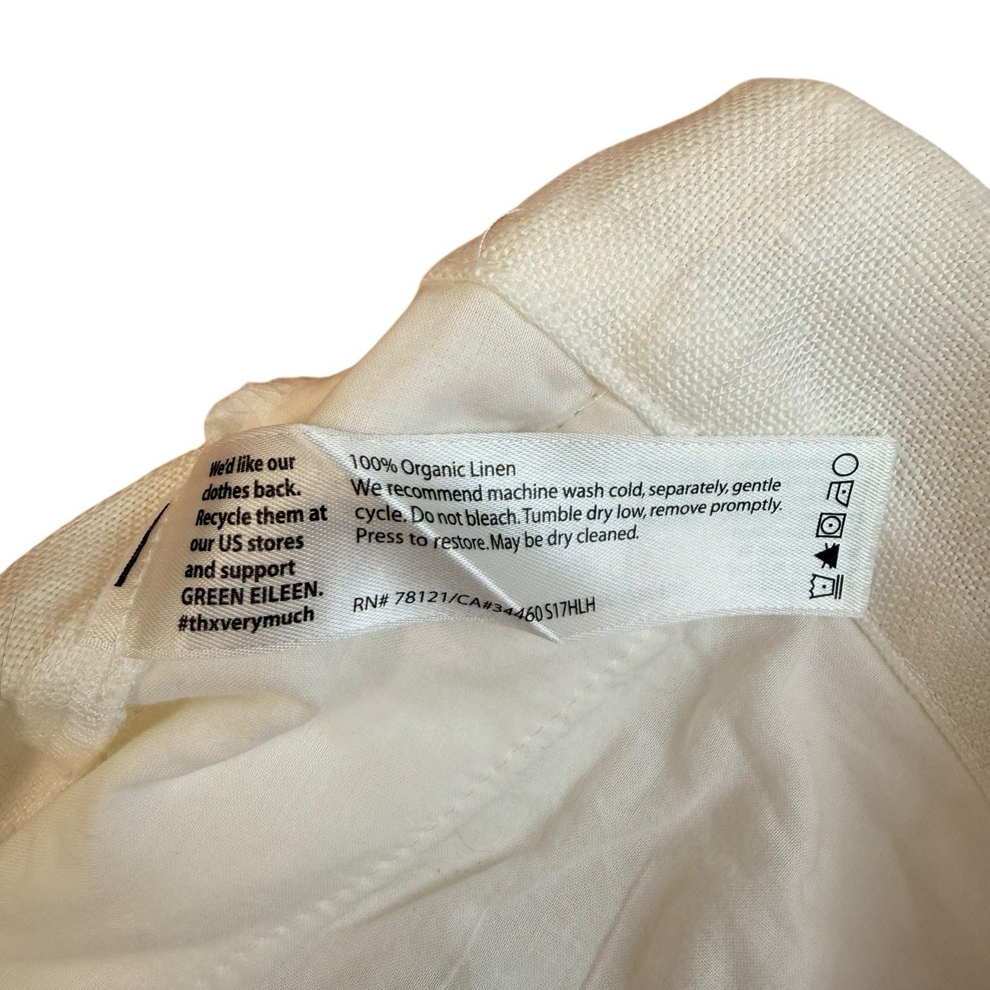 Vintage Eileen Fisher Linen Pants Women’s XXS TP White Elastic Waist 90s