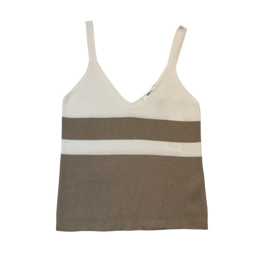 Splendid XS Knit Cami Tank Top Beige Cream Stripe MSRP $118 NWT Blouse Women's