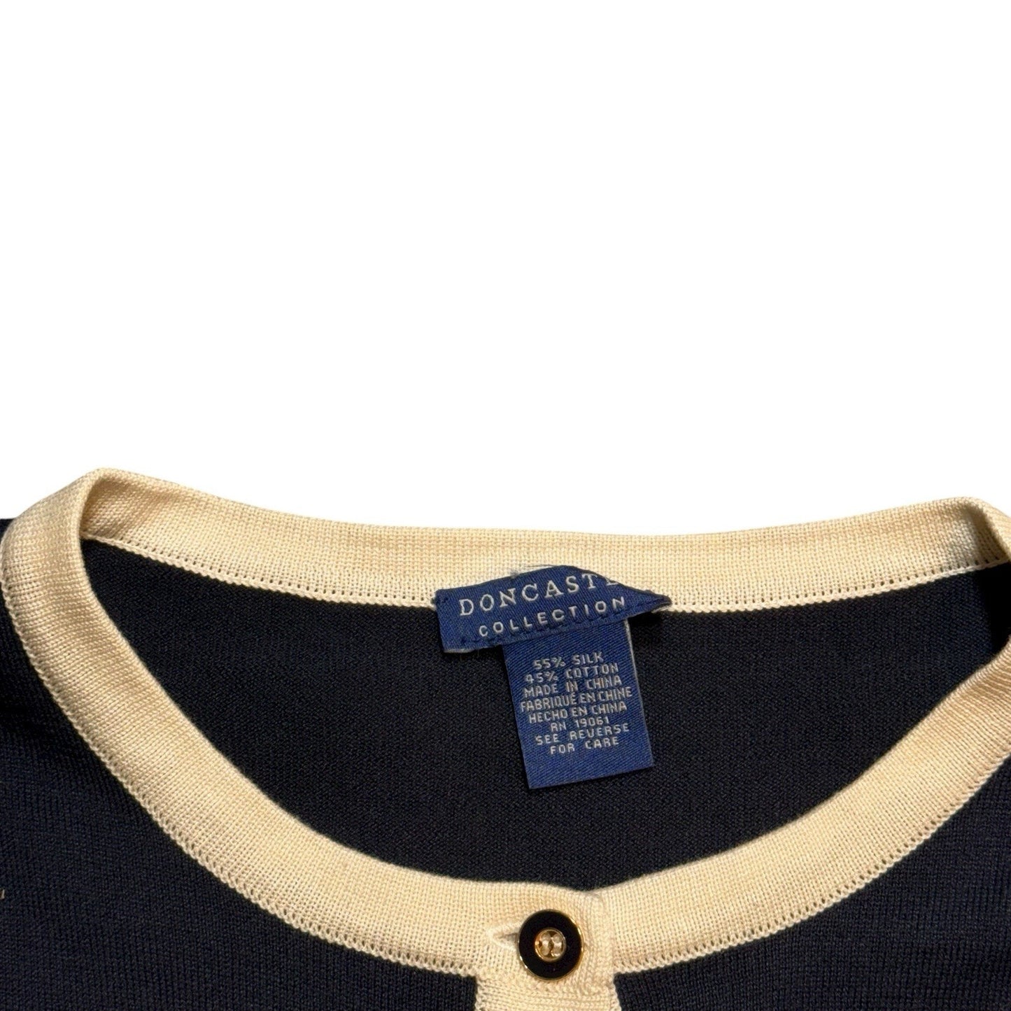 Doncaster Collection Women’s Black Cardigan & Tank Set Size Small Trim Gold Women's