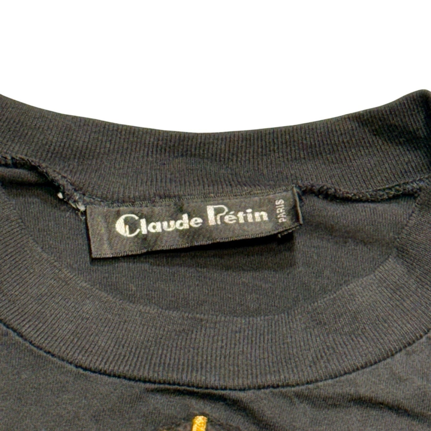 Claude Pretin Vintage Women’s Medium Black Military Patch T-Shirt Embroidered Stars