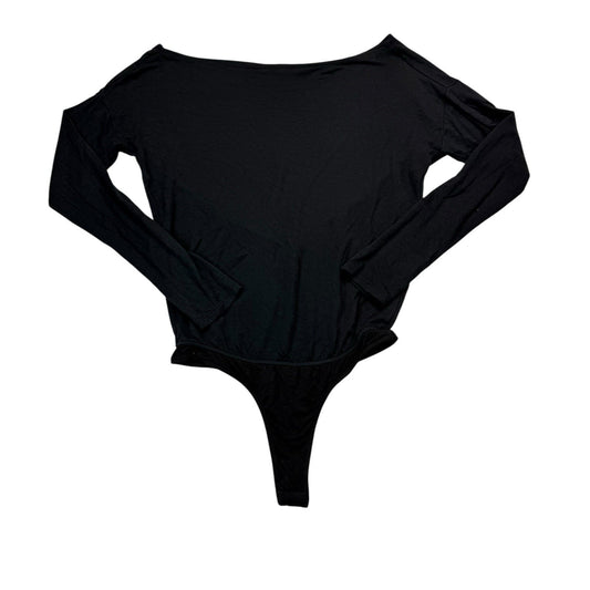 PAIGE Black Long Sleeve Bodysuit XS Stretch Off Shoulder Blouse Women's