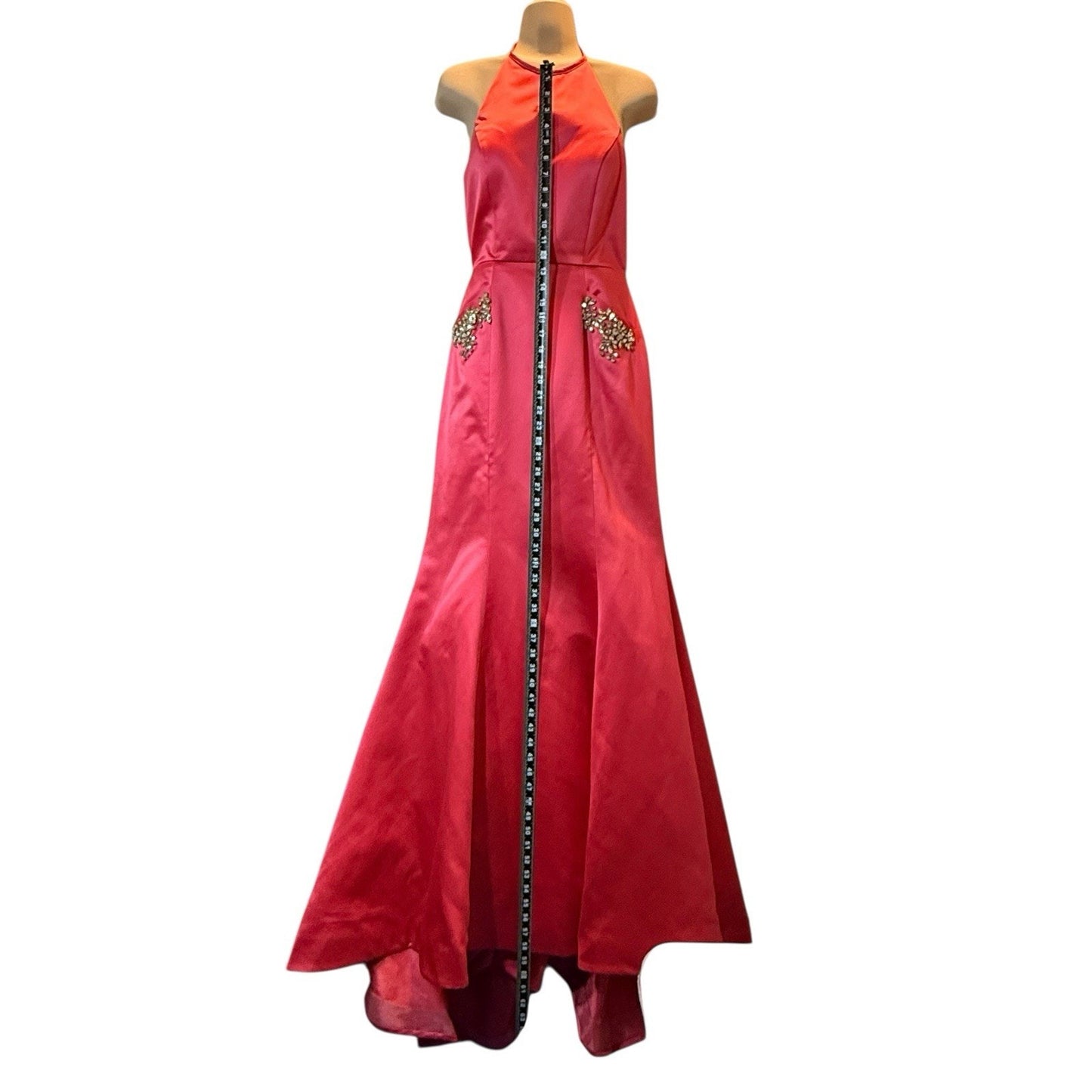Sherri Hill Size 6 Pink Satin Two-Piece Mermaid Formal Gown Beaded Prom Dress Women's