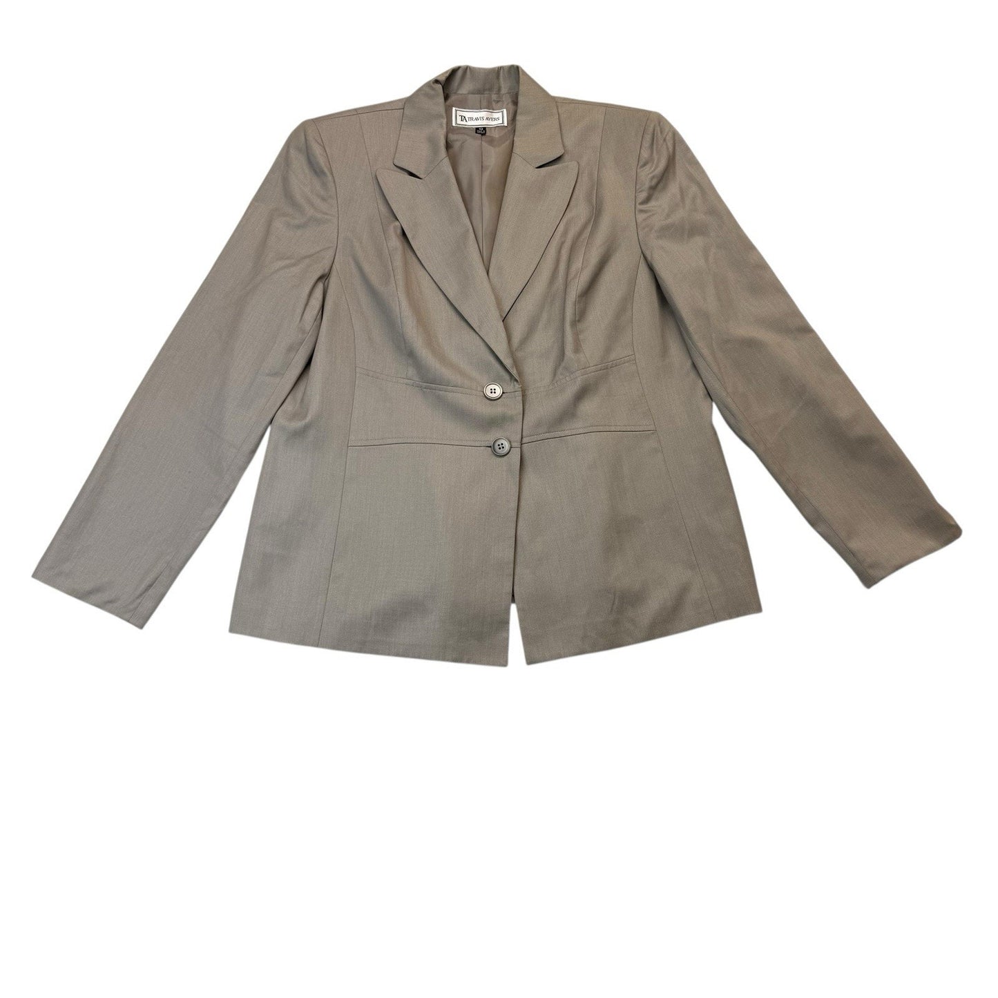 Travis Ayers Women’s Size 18 Wool Blend Skirt Suit Taupe Blazer Set NWT