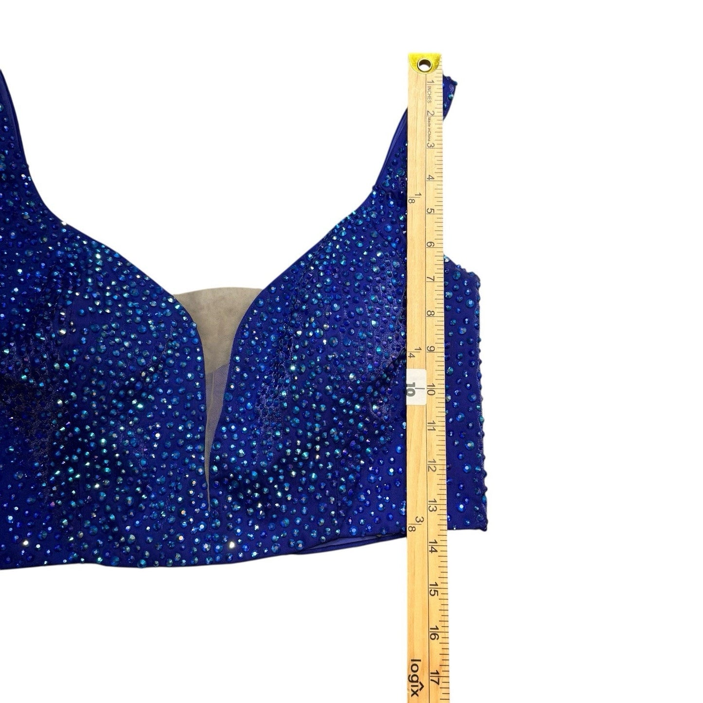 La Femme Women’s Size 12 Royal Blue Two-Piece Beaded Formal Prom Dress Long Gown