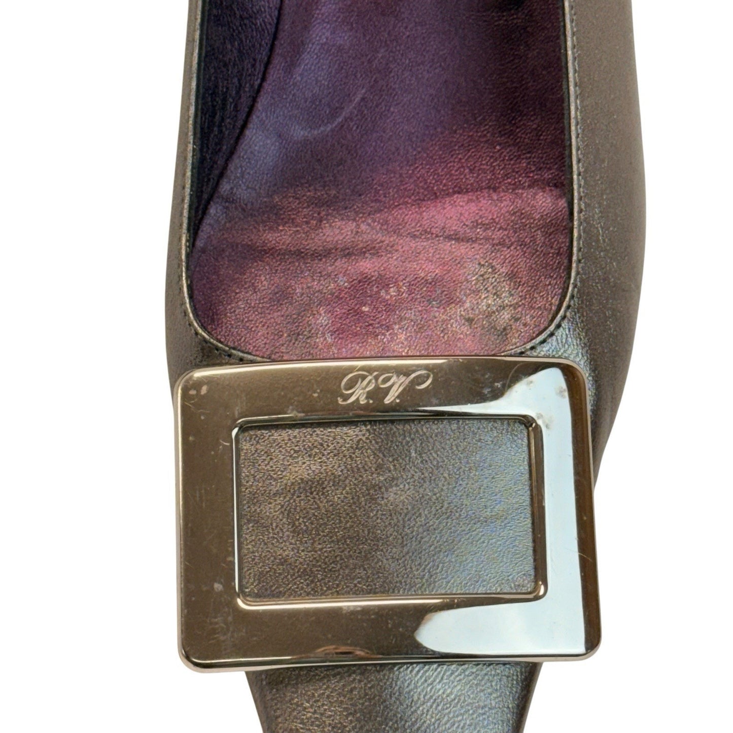 Roger Vivier Paris Square Buckle Pumps Black Vintage Italy Heels/Shoes 5.5 Women's