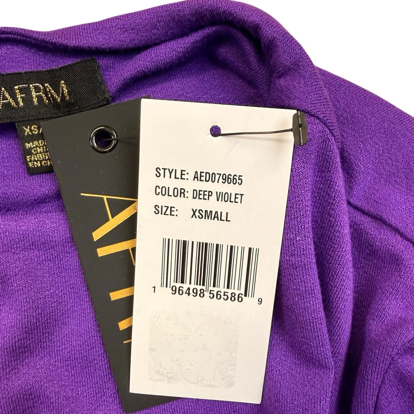 AFRM Purple Long Sleeve Maxi Dress Bodycon NWT Size XS Women's