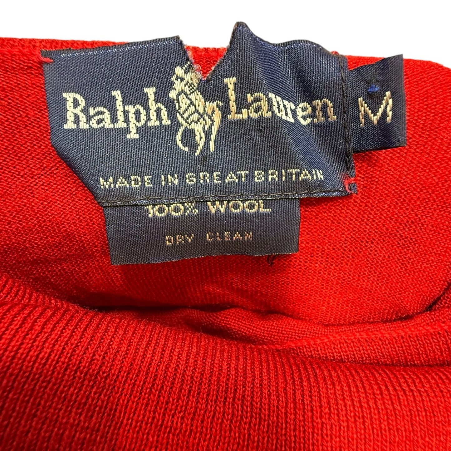 Ralph Lauren Women's Med Red Wool Turtleneck Sweater VTG Made in Great Britain