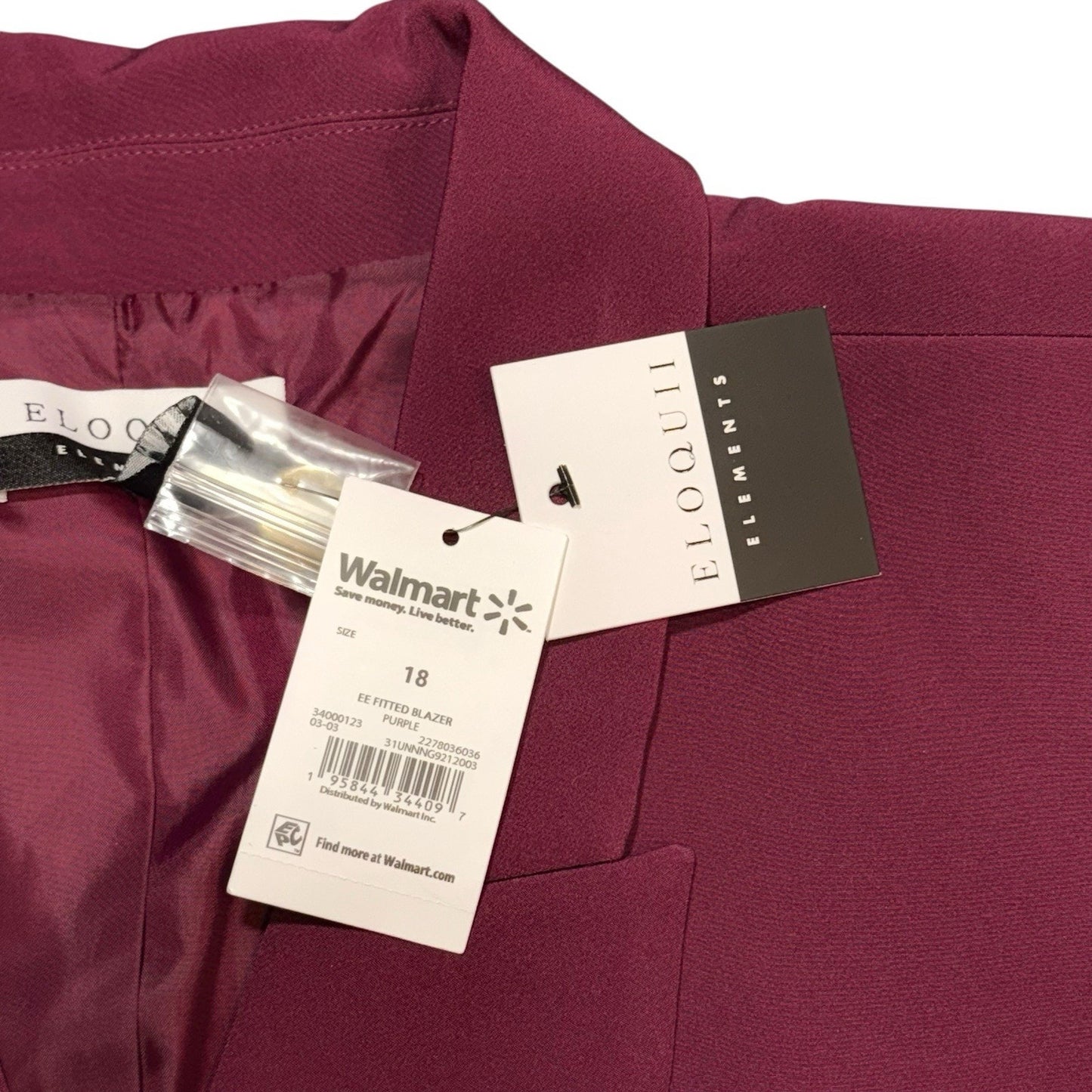 NWT ELOQUII Burgundy Blazer Women’s Size 14 Double Breasted Stretch Work Jacket