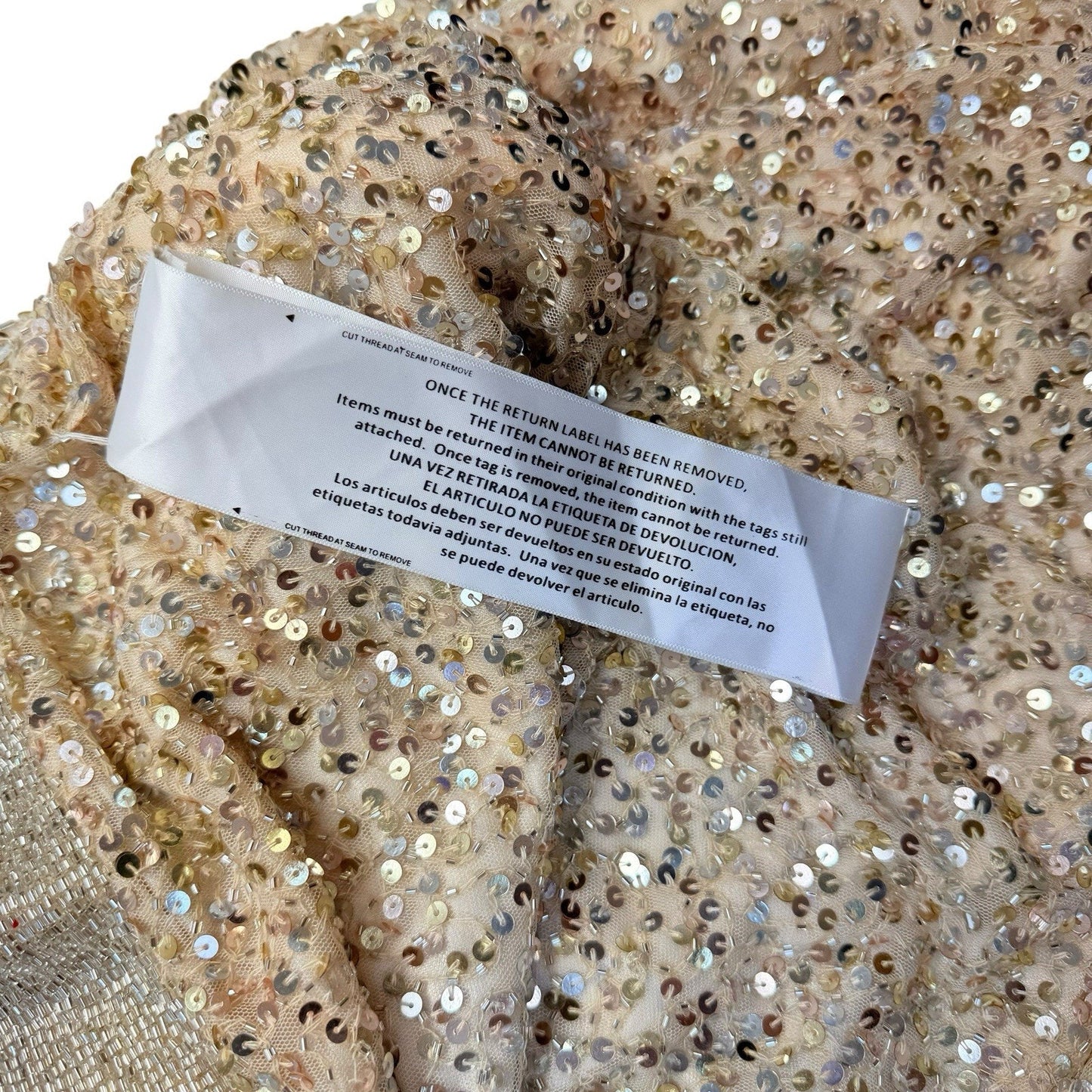 Mac Duggal 4930D Gold Sequin Gown 18 Nude Women's Formal Prom Evening Dress NWT