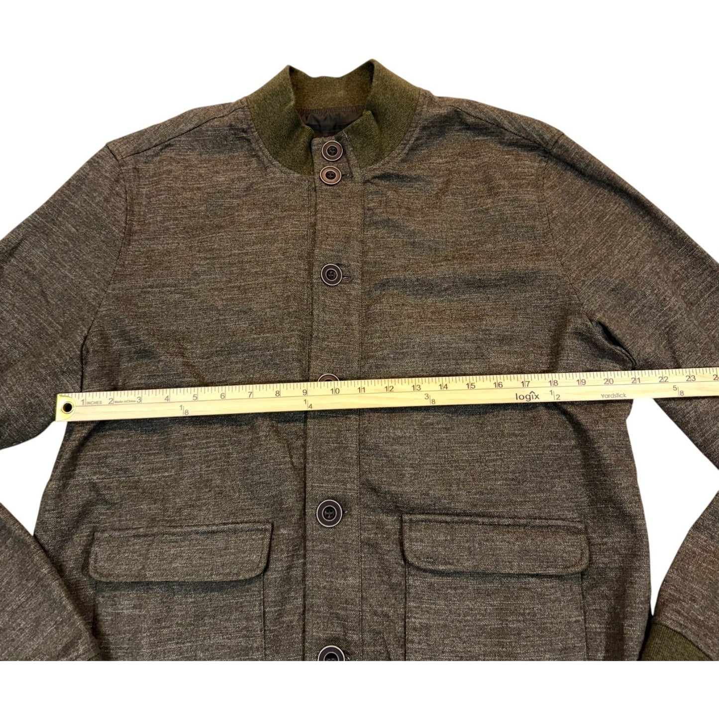 Johnnie-O Men’s Size Large Olive Green Button Front Bomber Jacket Casual Classic