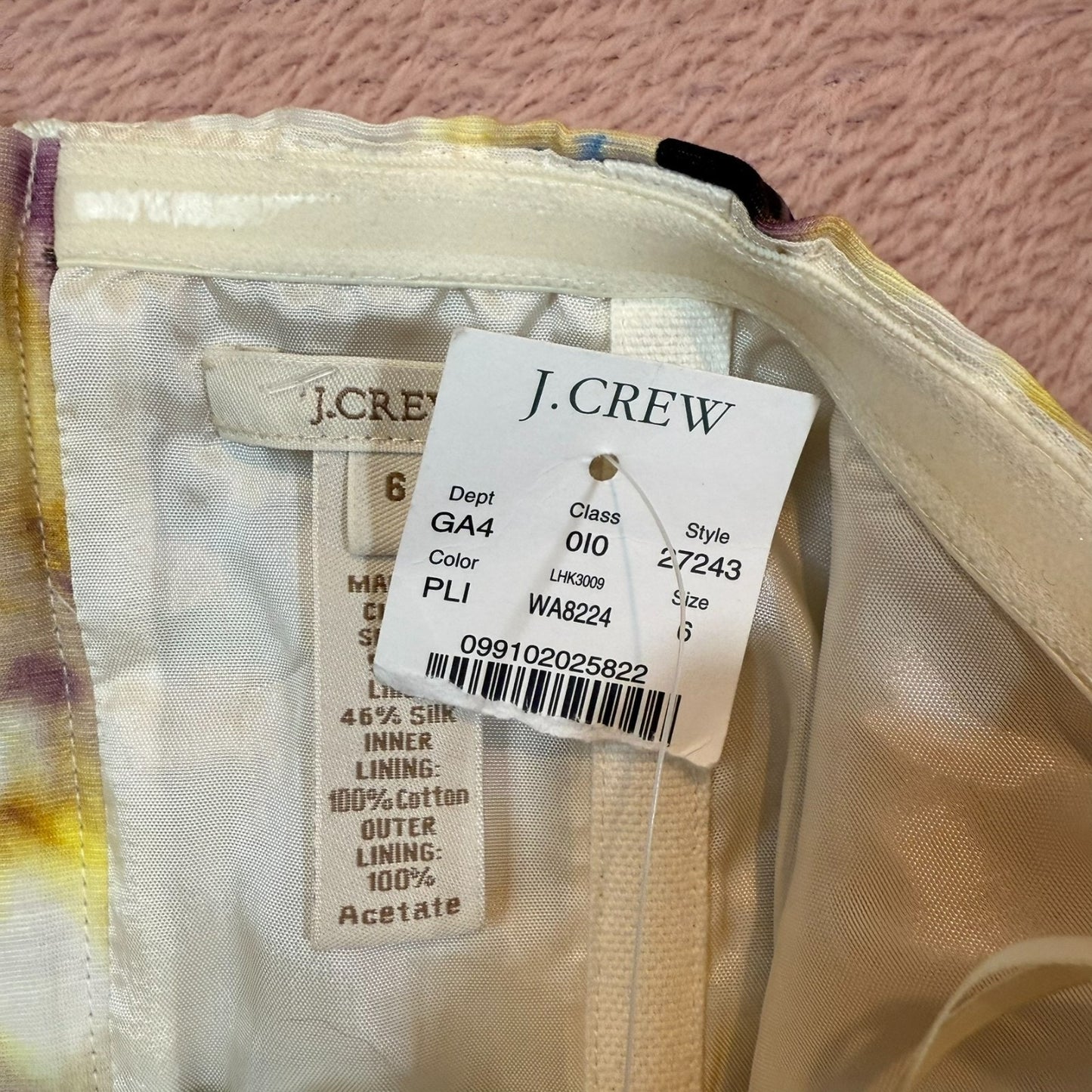 NEW J. Crew Women's Size 6 Abstract Tie-Dye Strapless Sweetheart Fit& Flare Dress