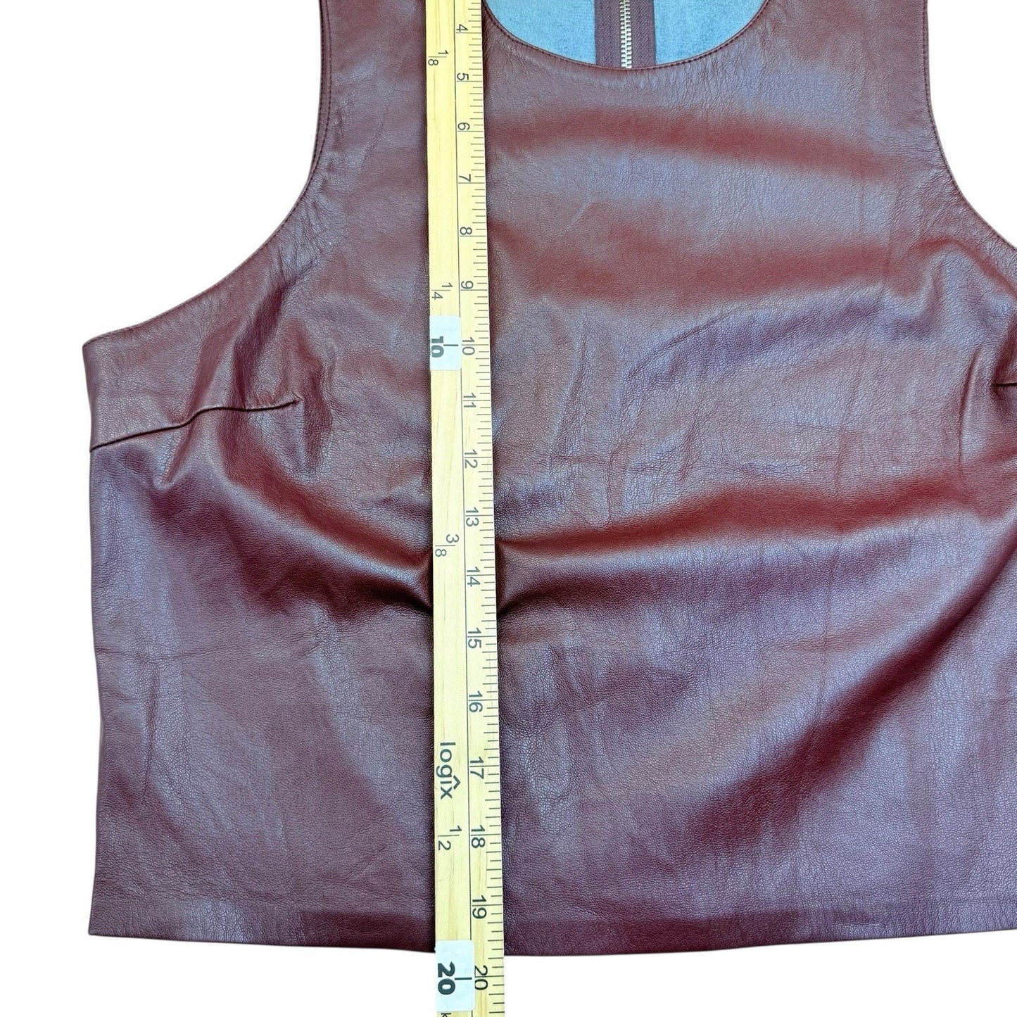 Good American Faux Leather Crop Top Burgundy Sleeveless L Women's Blouse