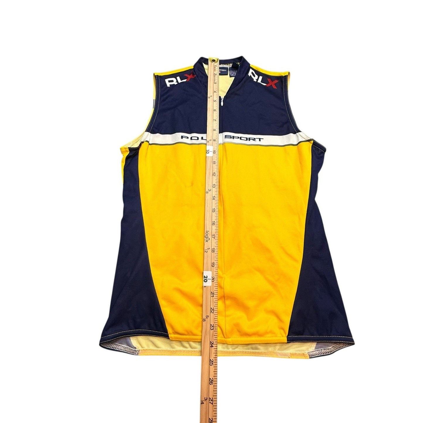 Ralph Lauren Polo Sport RLX Cycling Vests Yellow Navy Zip Front Men’s Size Large