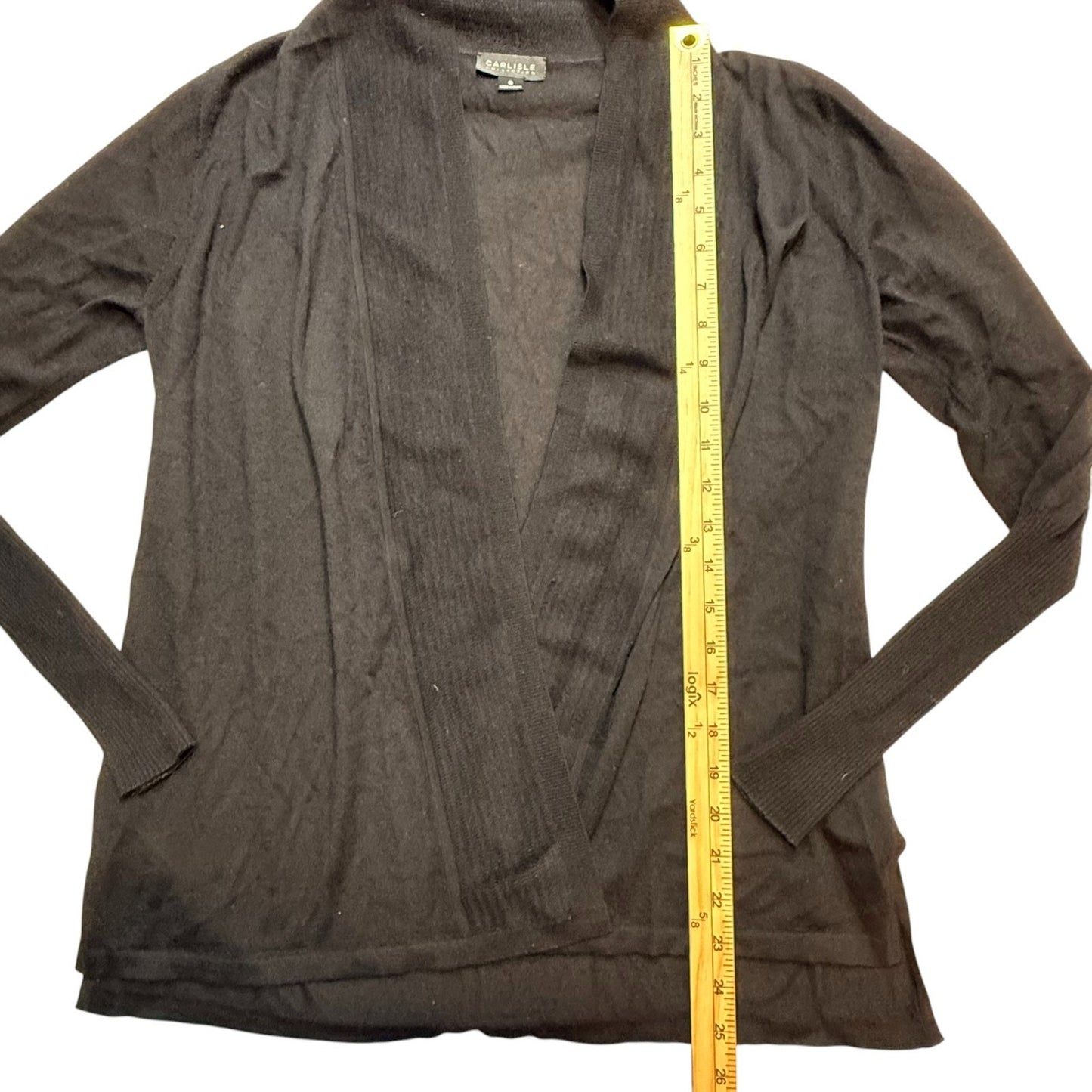 Carlisle Collection Black 100% Cashmere Open Front Cardigan Women's Size S