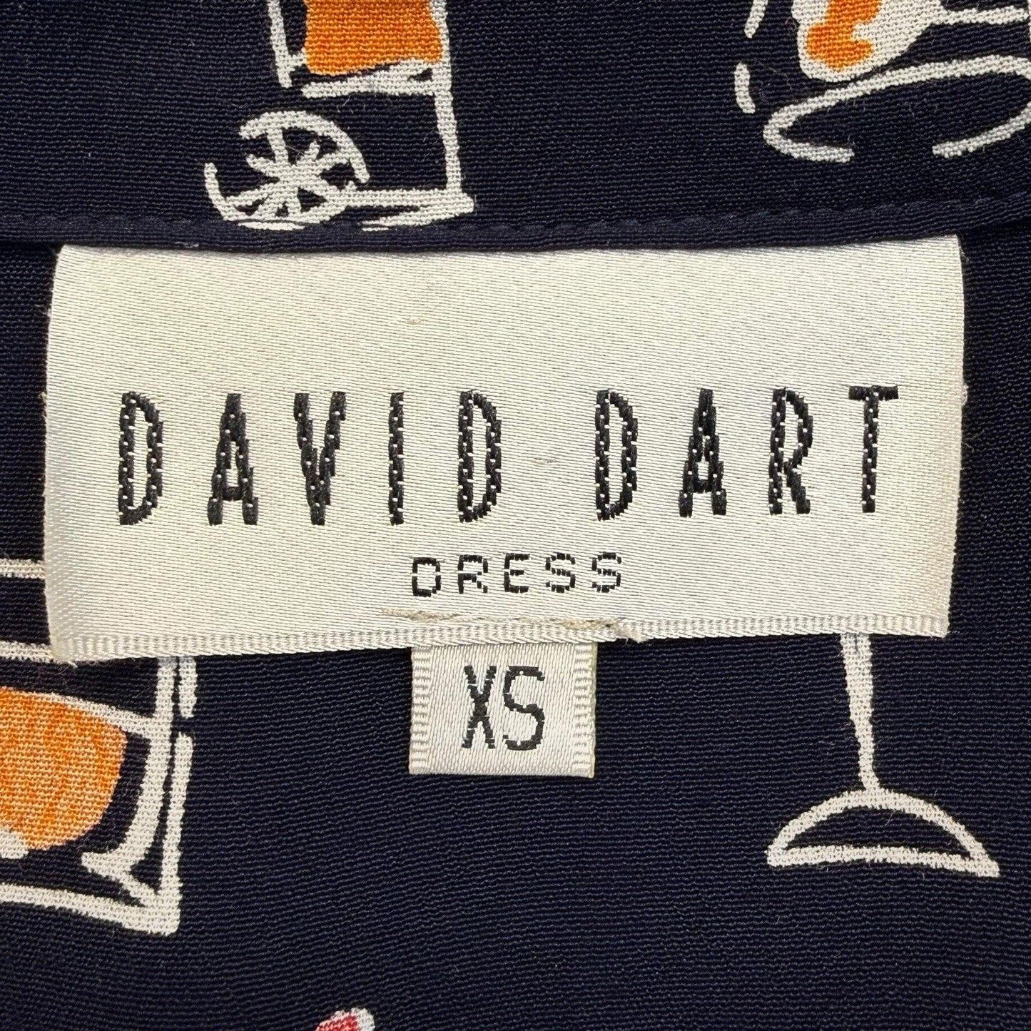 Vintage 90s David Dart Black Cocktail Print Maxi Dress XS Short Sleeve Women's