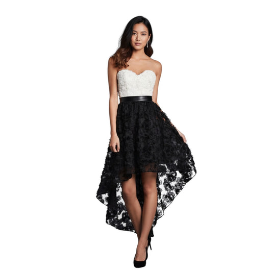 Alfred Angelo Disney Wedding Dress 10 Black White High Low Lace Corset NWT Women's