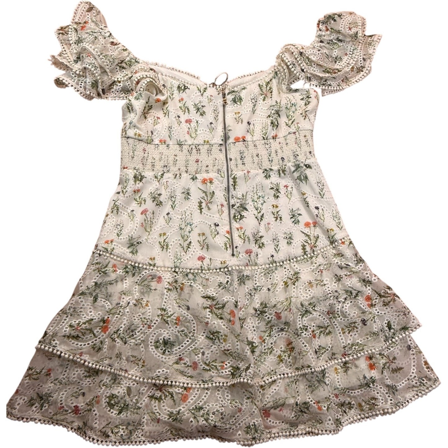 Alice + Olivia Georgia Floral Eyelet Mini Dress White Size 10 NWT Summer $395 Women's