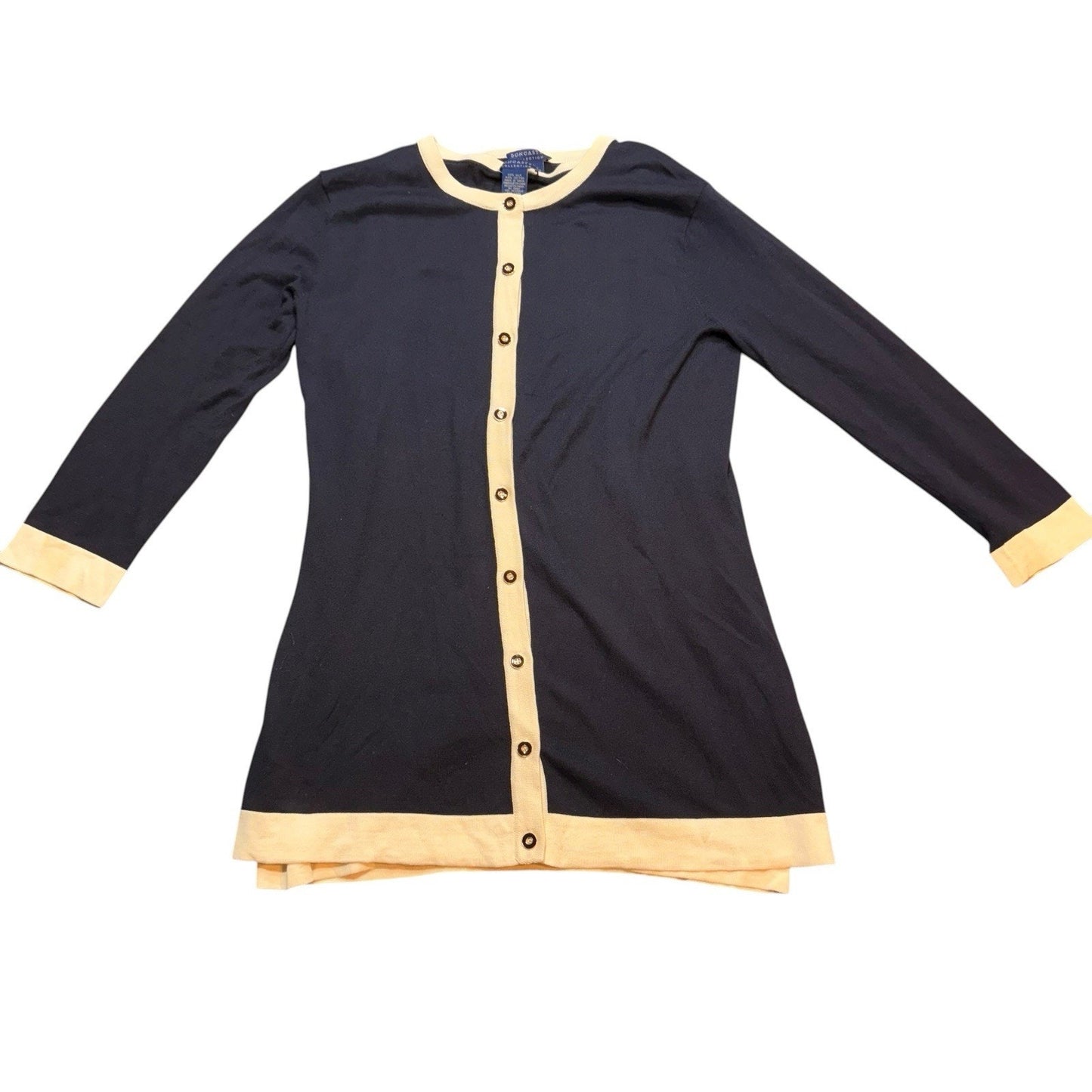 Doncaster Collection Women’s Black Cardigan & Tank Set Size Small Trim Gold Women's