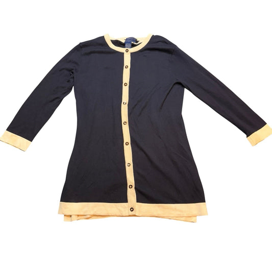 Doncaster Collection Women’s Black Cardigan & Tank Set Size Small Trim Gold Women's