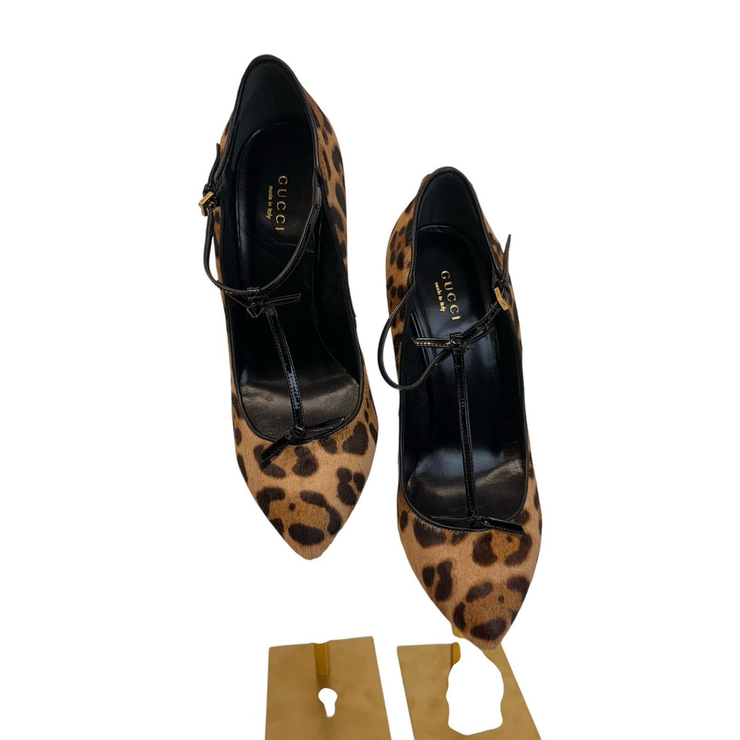 Gucci Leopard Haircalf Lace Up Pumps Heels 36.5 Stiletto Made Italy NIB Women's Shoes