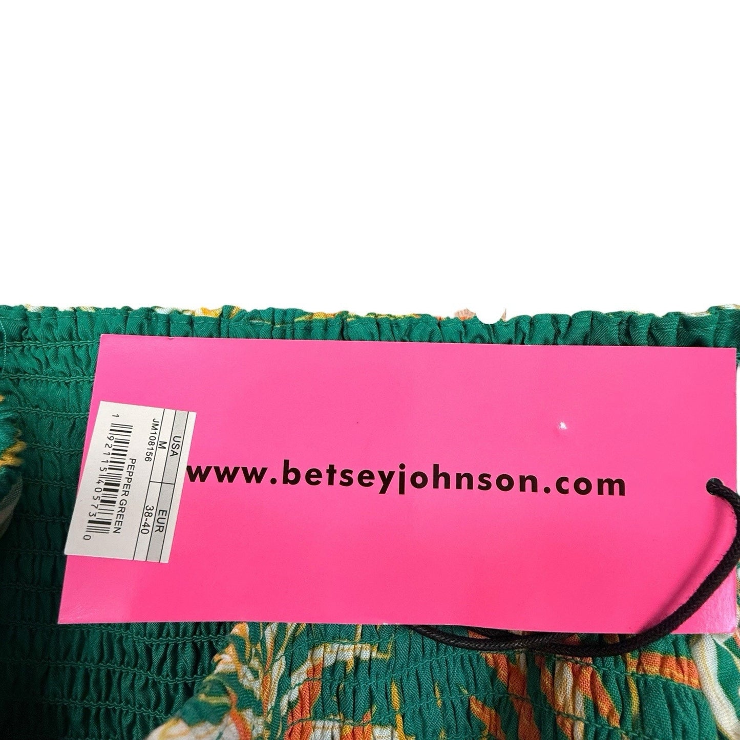Betsey Johnson Tropical Palm Maxi Dress Smocked Size M Women's
