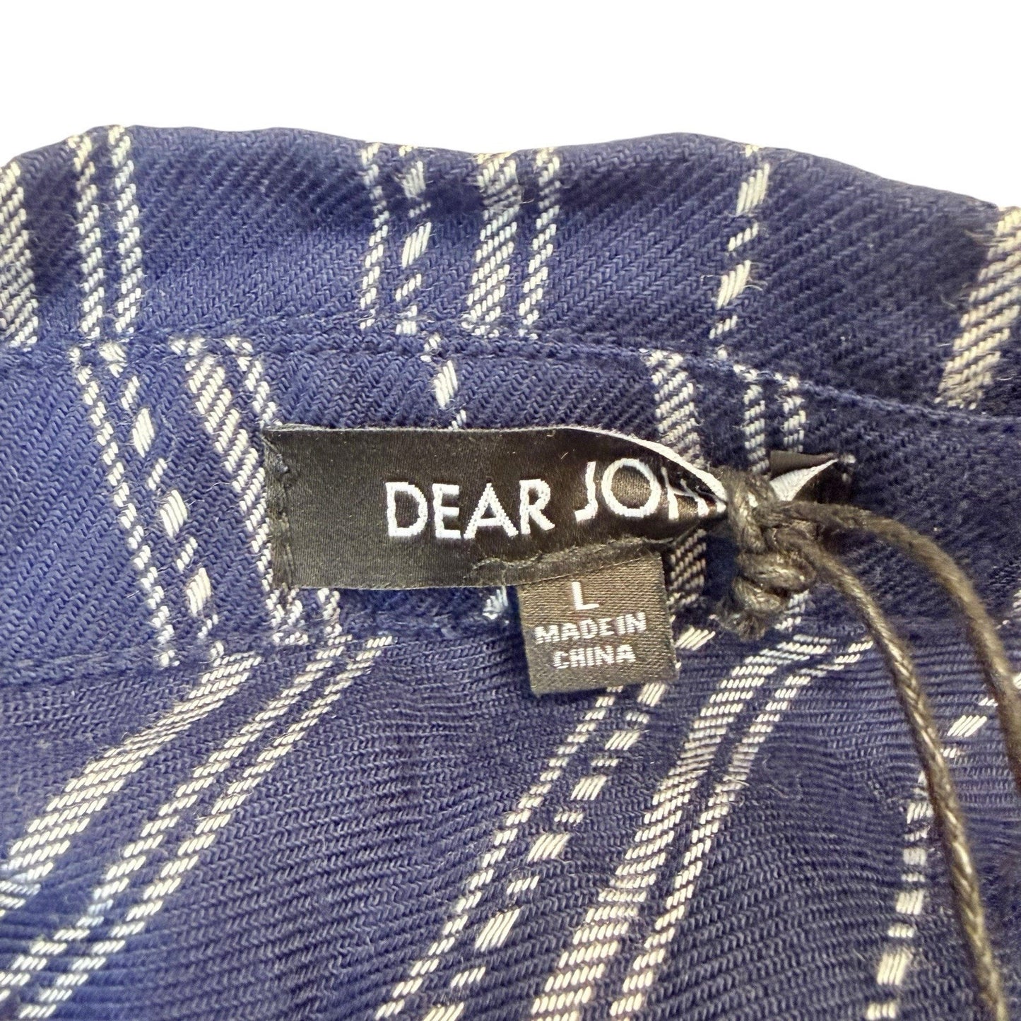 Dear John Blue Striped Shirt Dress Large 100% Rayon Button Front NWT Women's