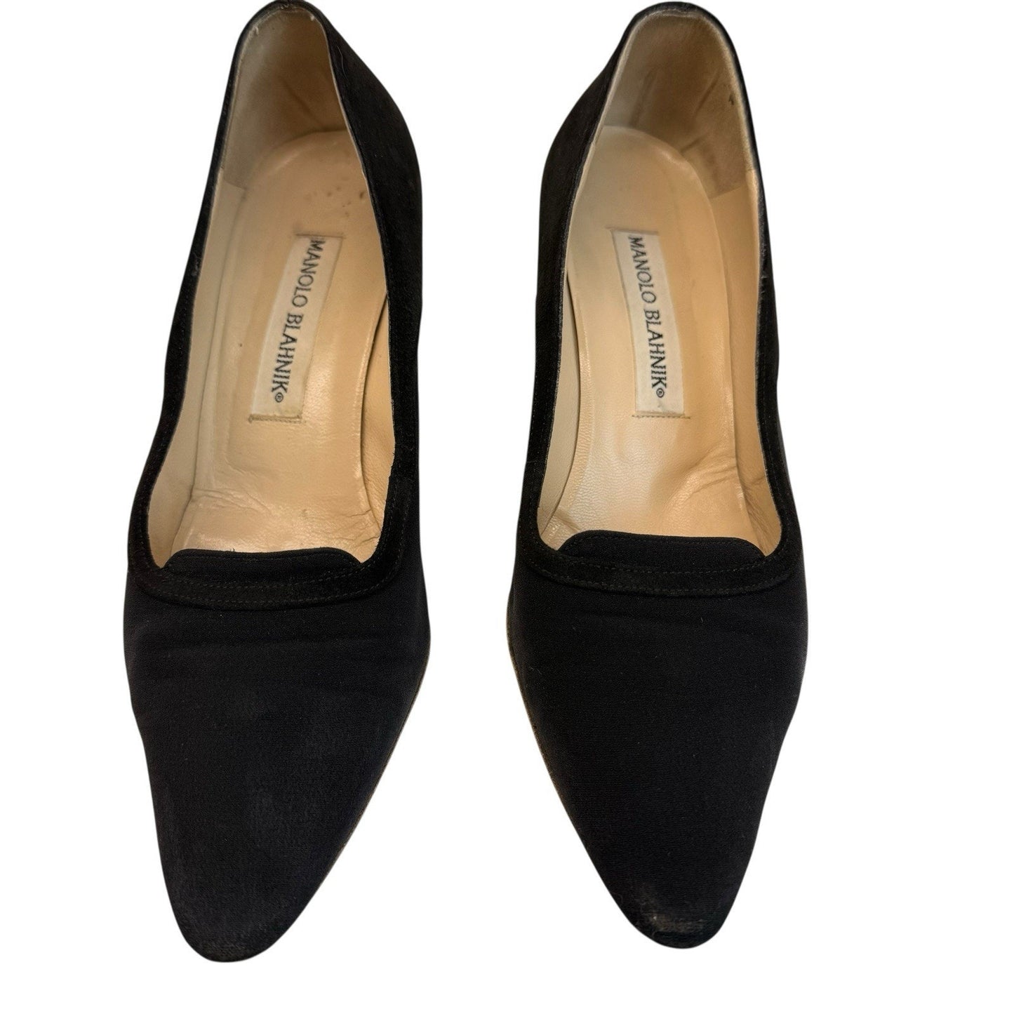 Manolo Blahnik Black Suede Pointed Toe Pumps Low Heel IT 35.5 Y2K Women's
