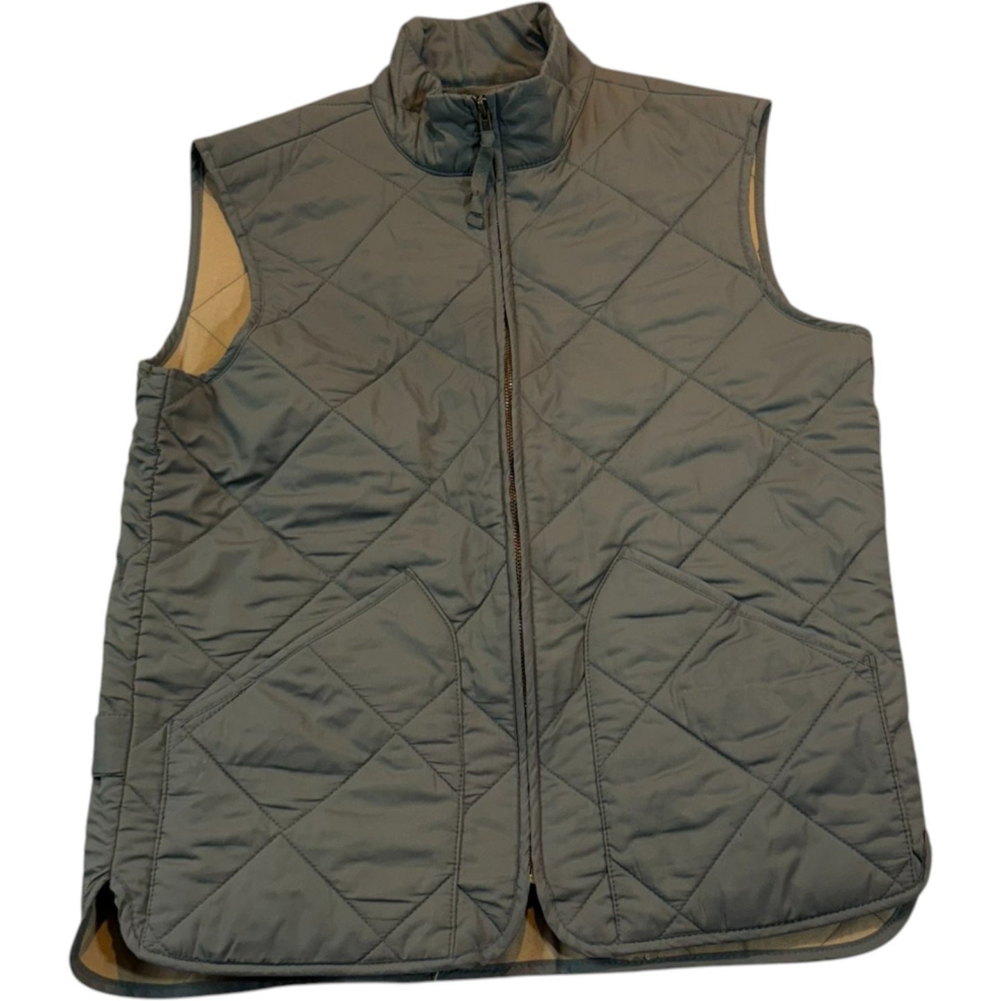 J. Crew Women's Size Small Green Diamond-Quilted Utility Vest 100% Polyester