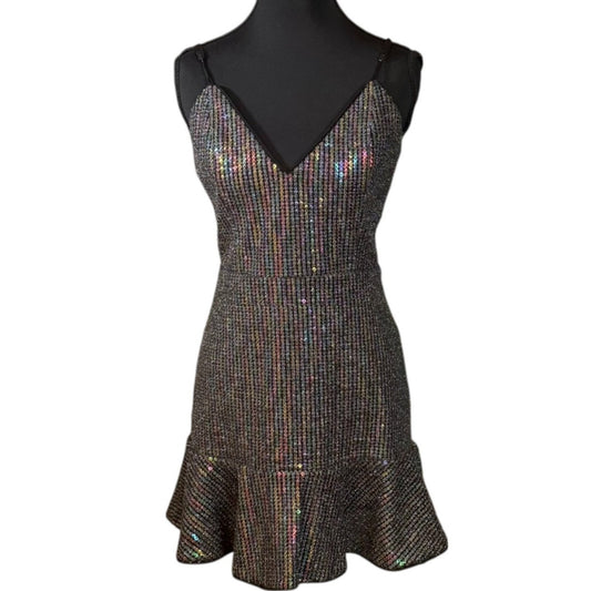 X by NBD Women's Size Medium V-Neck Sequin Sheath Party Dress 100% Polyester
