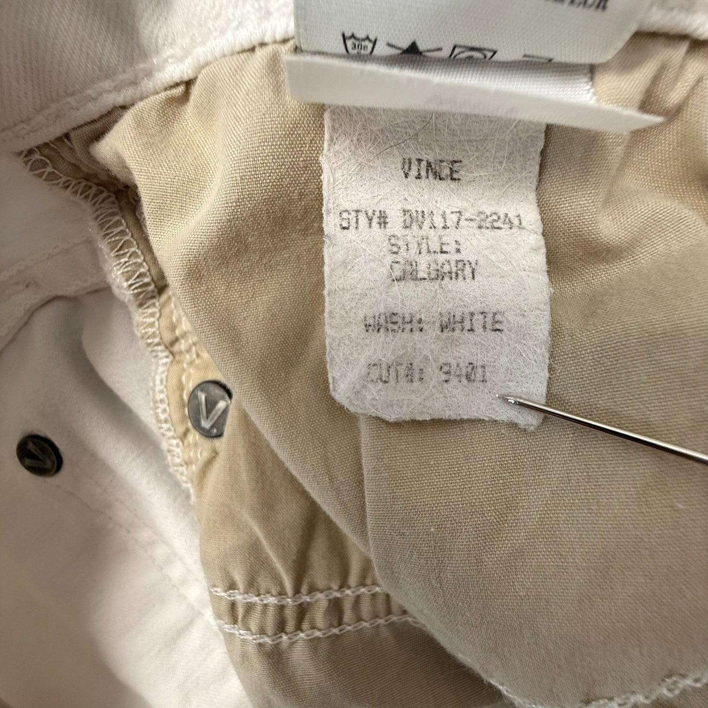 Vince Women's Skinny Jeans Size 28 Cream Ivory Stretch Denim Ankle Zip