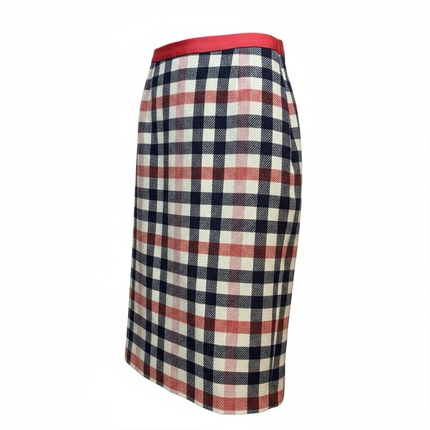 Boden British Mallalieus Tweed Wool Skirt Blue Plaid Women's Pencil Size 10