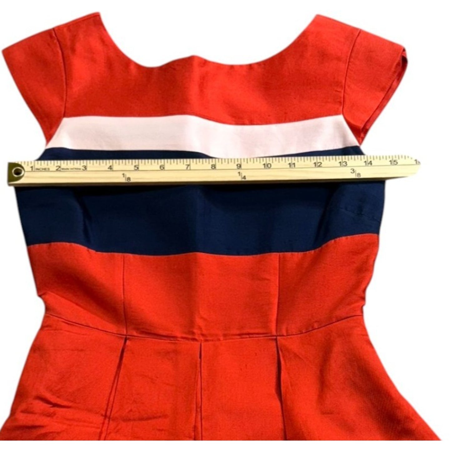 Kate Spade New York Silk Cotton Dress Size 00 Red White Blue Stripe Lined Women's