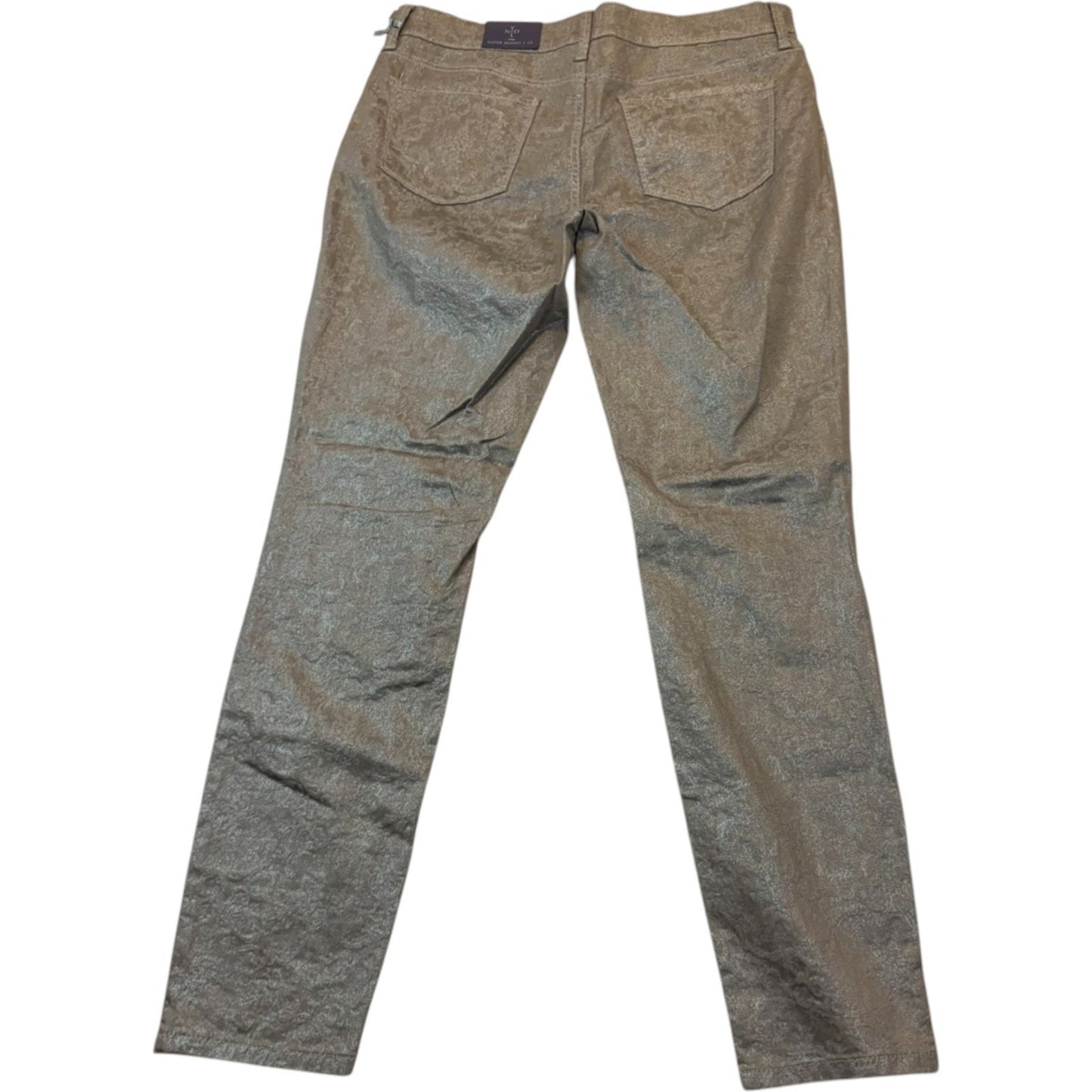 NEW NYDJ Women's Size 12 Super Skinny Brown Pants with Subtle Floral Pattern