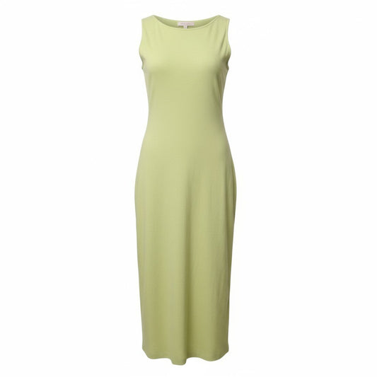 Rare Vintage French Rags Cashmere Silk Midi Dress Green Sleeveless USA Made Med Women's