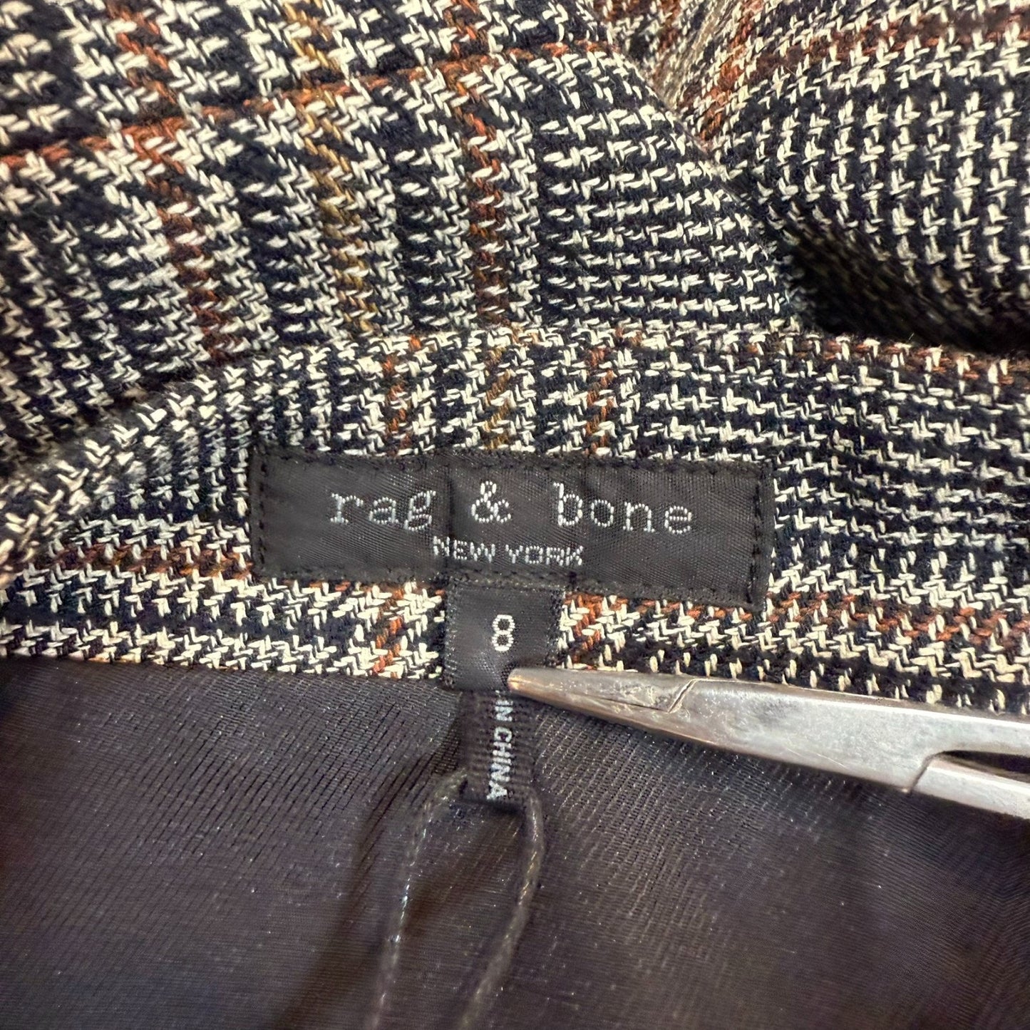 NWT Rag & Bone Black Plaid Japanese Cotton Mini Skirt Size 8 Coral Accent $350 Women's