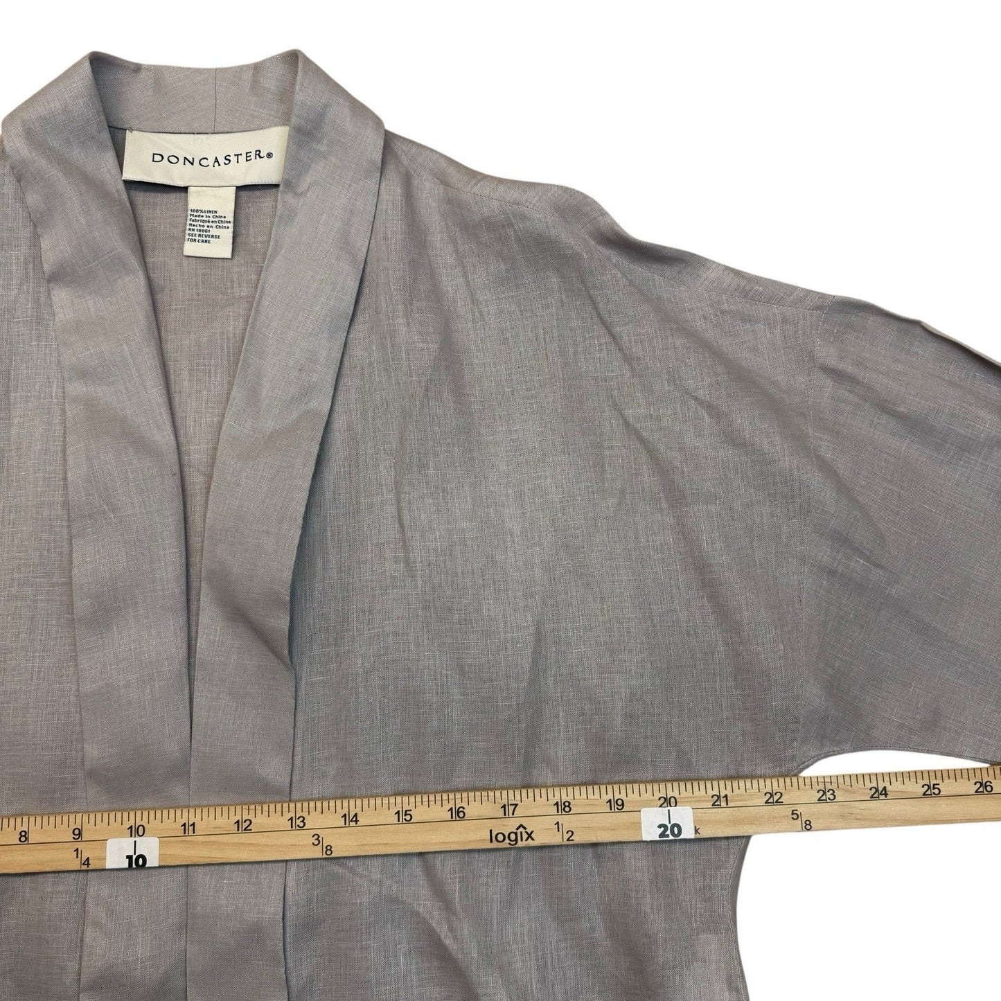Women's Doncaster Linen Blend Open Front Jacket XS Gray Lightweight Minimalist