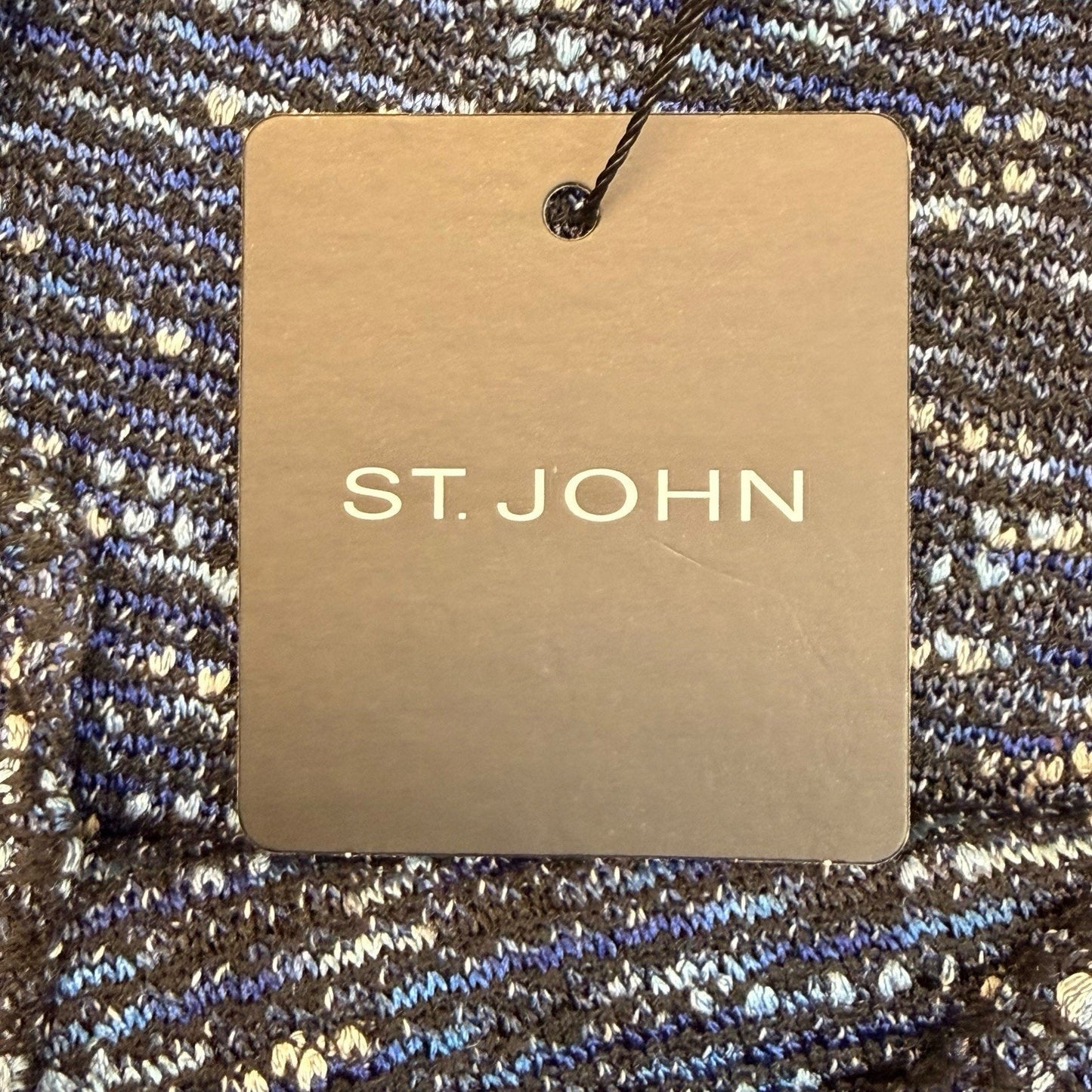 St. John Collection Knit Skirt Blue Black Tweed Size 14 Made in USA Luxury Desig Women's
