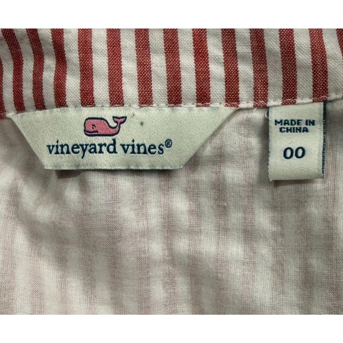Vineyard Vines Red White Dress Size 00 Fit Flare Pocketed Lined Cotton Pockets Women's