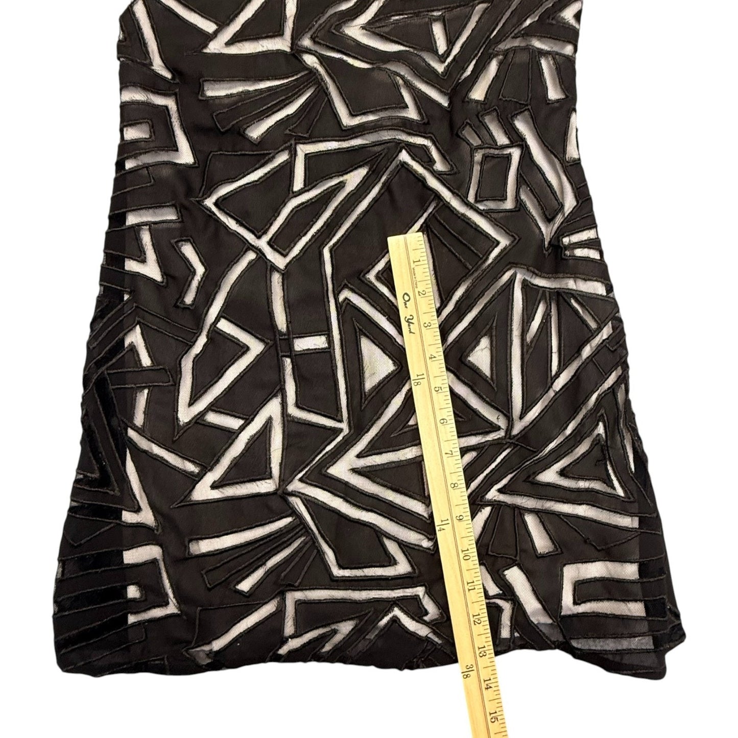 NBD Say It Geometric Mesh Halter Dress XS Black White Lined Open Back Women's