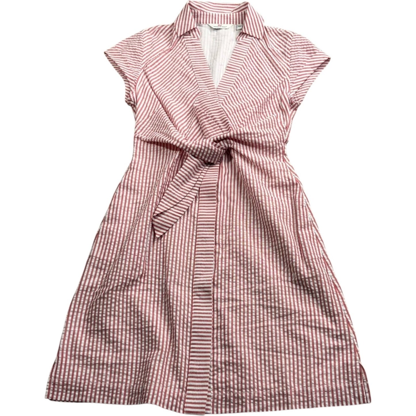 Vineyard Vines Red White Dress Size 00 Fit Flare Pocketed Lined Cotton Pockets Women's
