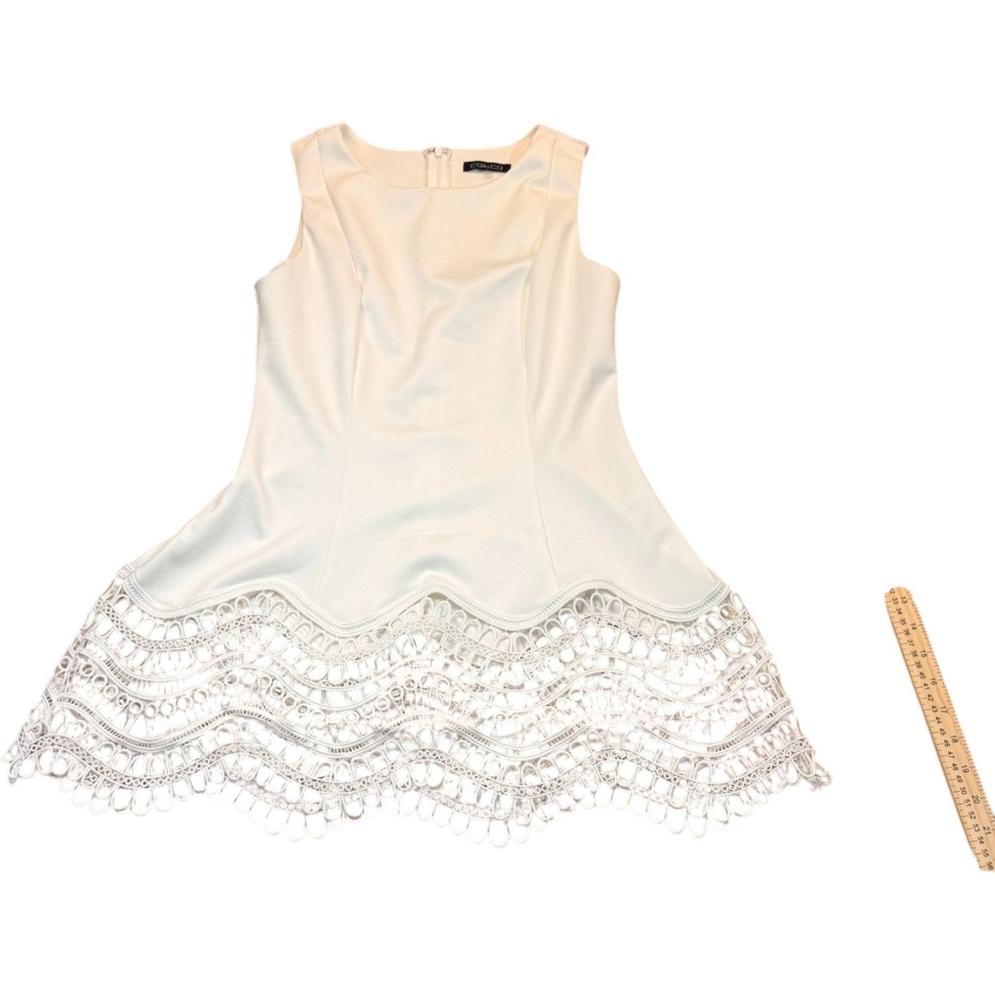 CQ by CQ Women's Size Small White Sleeveless Lace-Trimmed Fit & Flare Tunic Dress