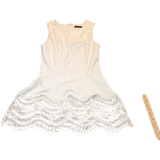 CQ by CQ Women's Size Small White Sleeveless Lace-Trimmed Fit & Flare Tunic Dress
