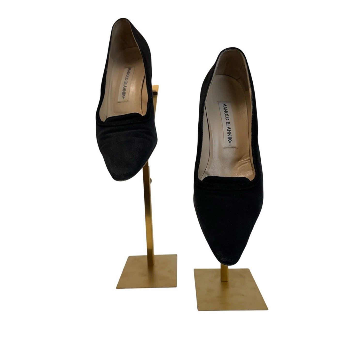 Manolo Blahnik Black Suede Pointed Toe Pumps Low Heel IT 35.5 Y2K Women's