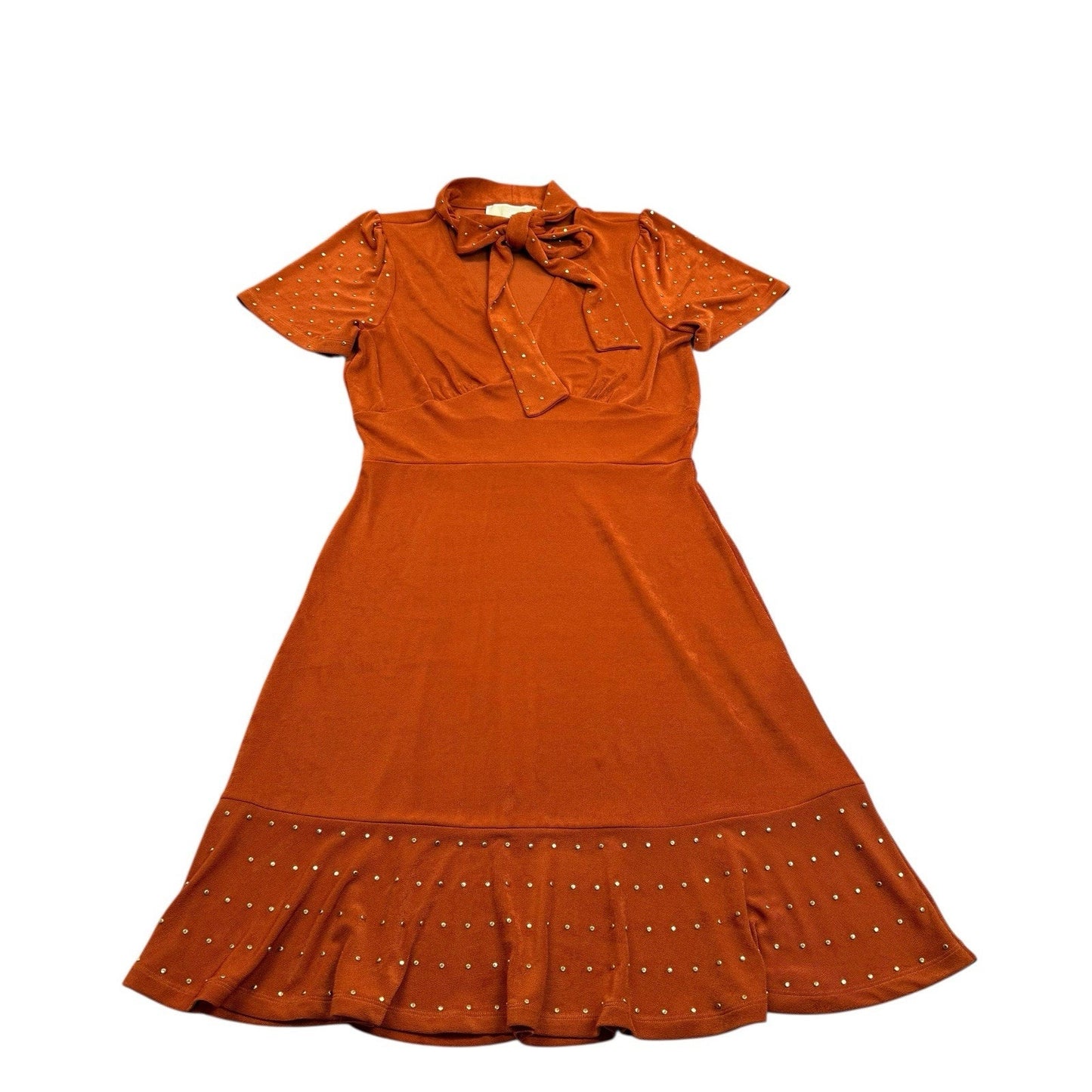 Michael Kors Orange Studded Ruffle Dress Size S Women's