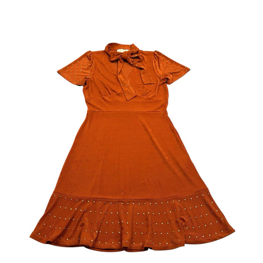 Michael Kors Orange Studded Ruffle Dress Size S Women's