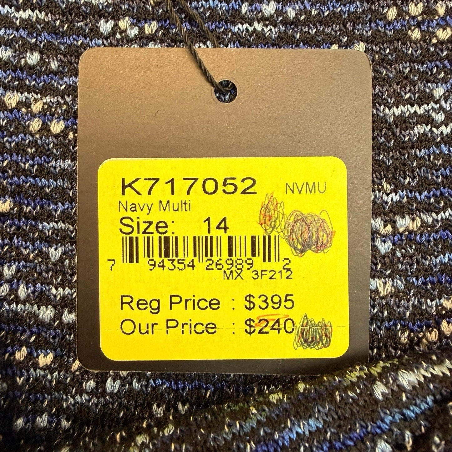 St. John Collection Knit Skirt Blue Black Tweed Size 14 Made in USA Luxury Desig Women's